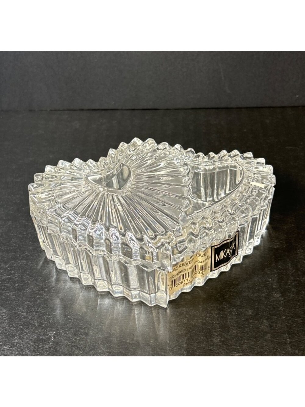Vtg Mikasa Germany Forever Love Lead Crystal Covered Double Heart Trinket Box